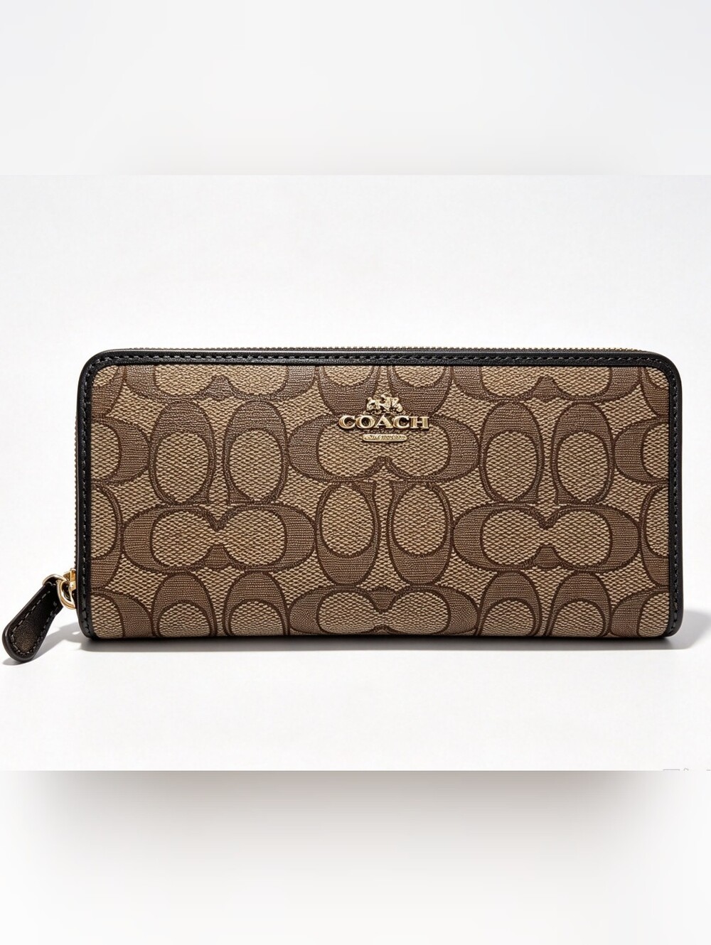 Coach Signature Canvas Long Zip Around Wallet